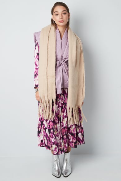 Warm winter scarf solid color brown Polyester h5 Picture6